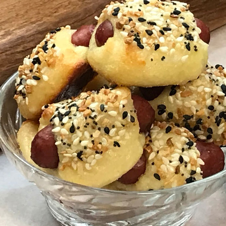 Keto Pigs in a Blanket with Fat Head Dough plated