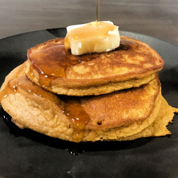 Keto Pumpkin Blender Pancakes plated