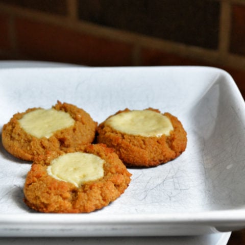 Keto Pumpkin Cheesecake Thumbprint Cookies