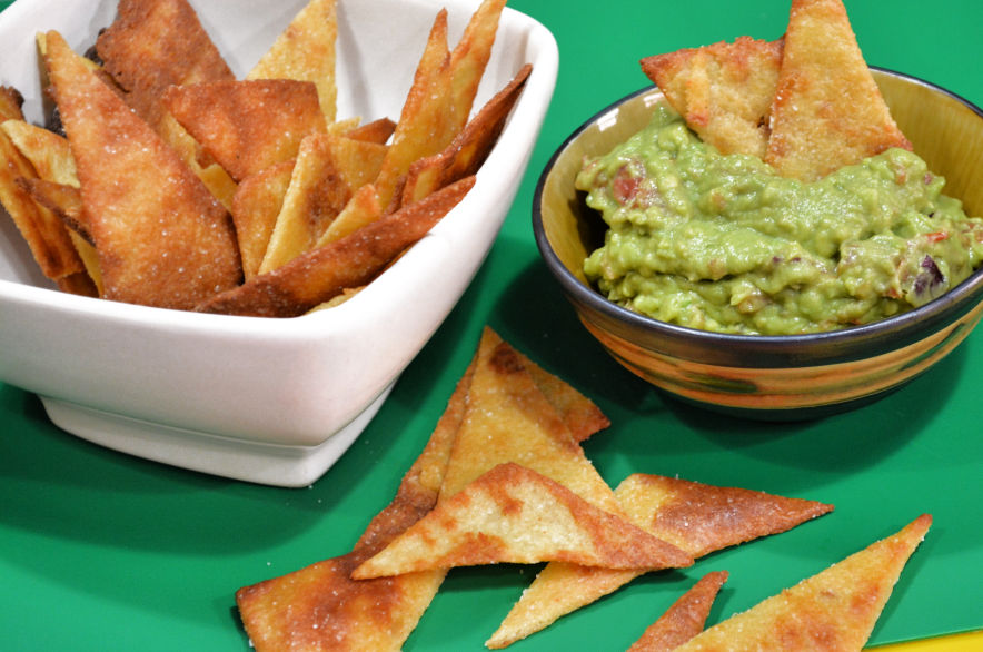 Guacamole with Keto Pita Chips for Dipping