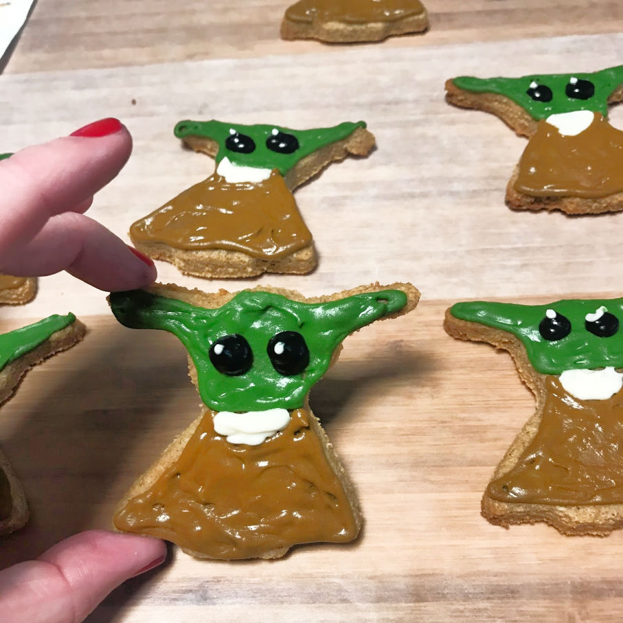 Keto Gingerbread Cookies Decorated Baby Yoda