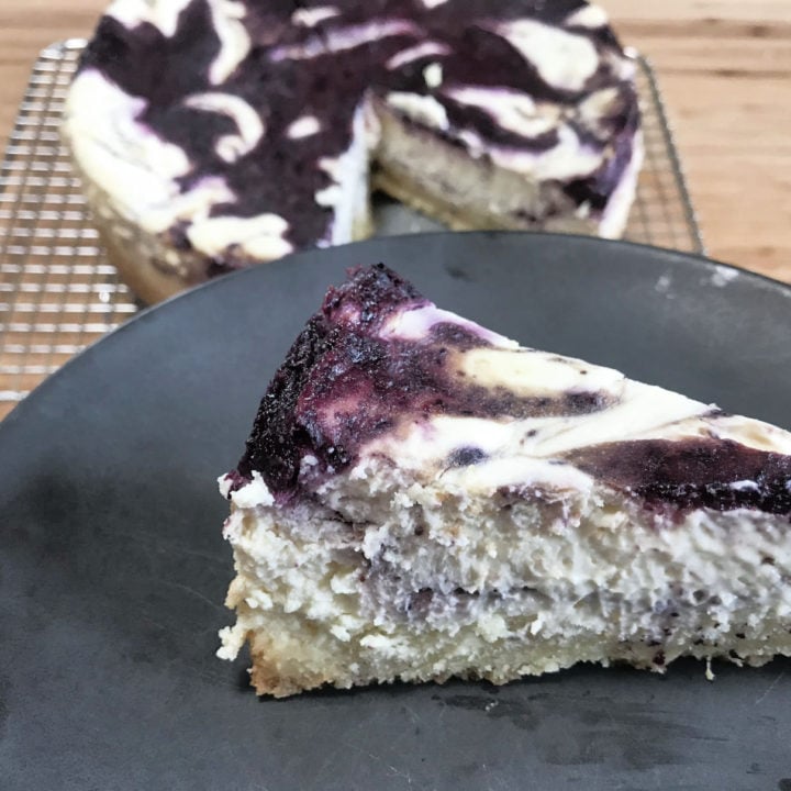 Keto Blueberry Swirl Cheesecake Recipe Card