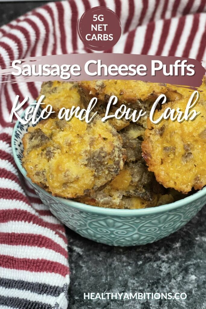 Keto Sausage and Cheese Mini Muffins in a bowl