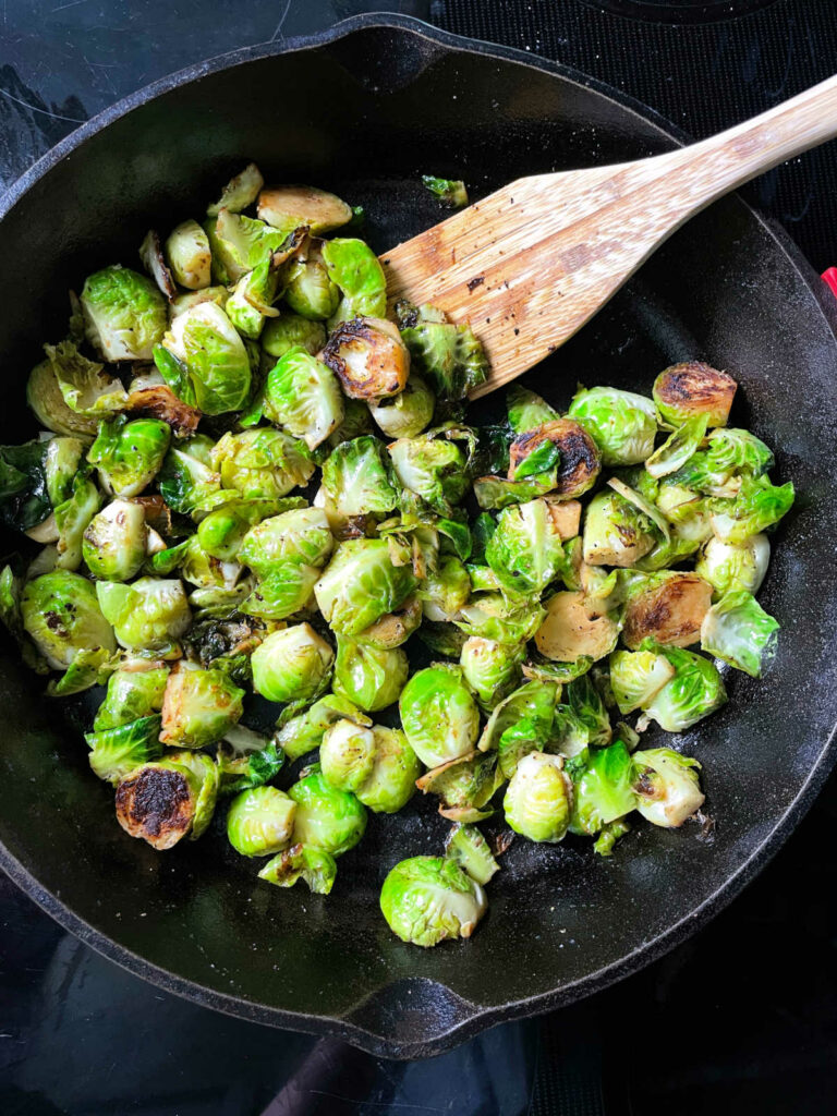 Sauteed Brussels Sprouts cast iron skillet