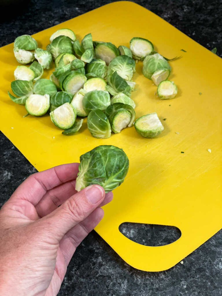 Sauteed Brussels Sprouts cut