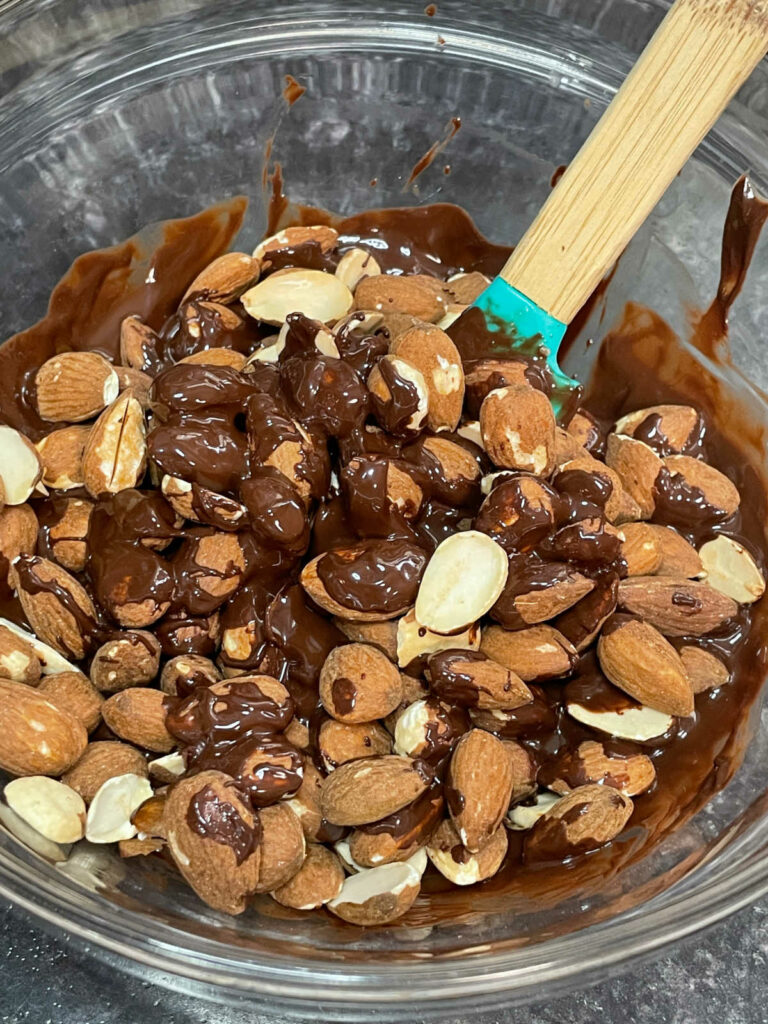Keto Chocolate Covered Almonds mixed with almonds