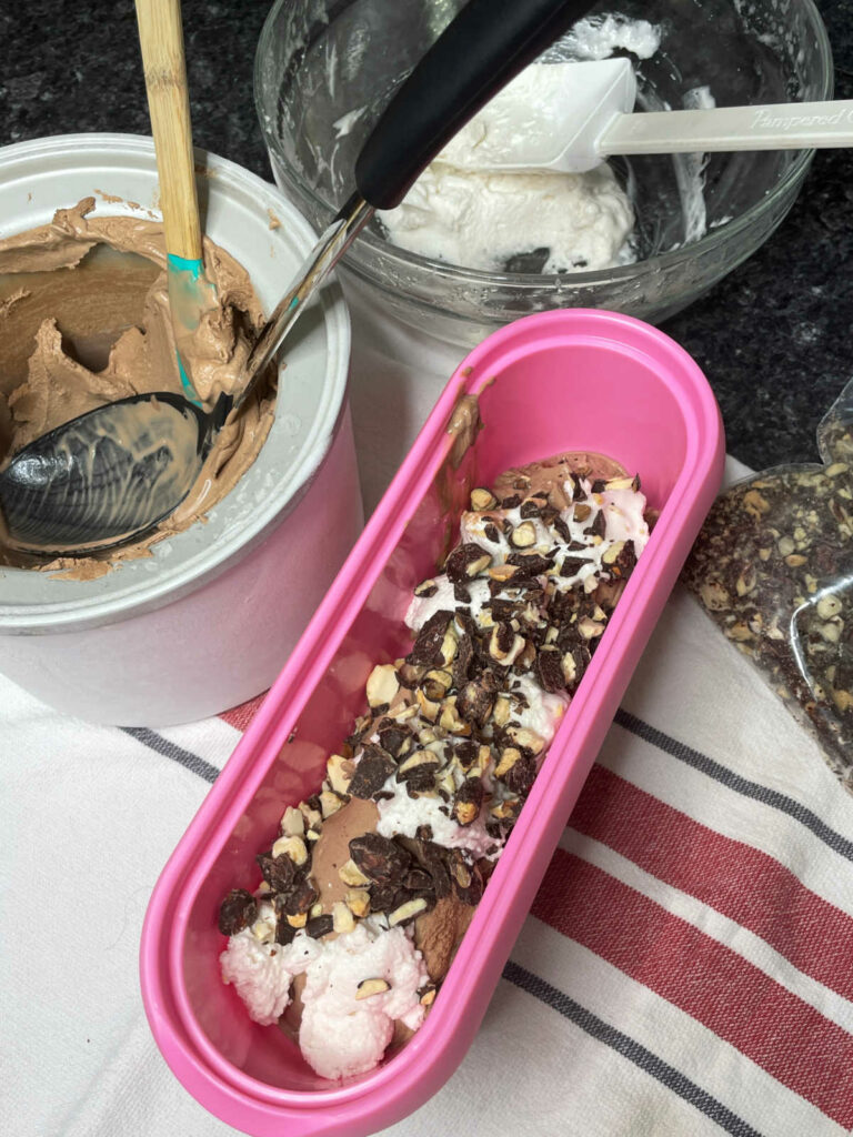 Chocolate Almond Marshmallow Ice Cream layers