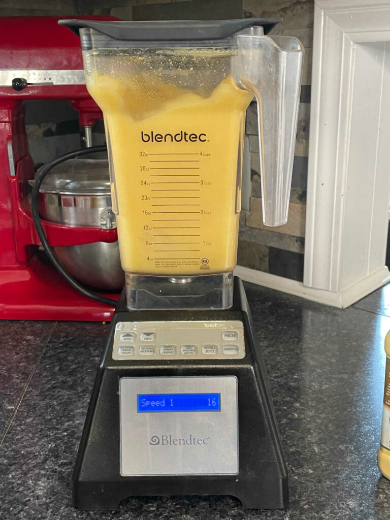Keto Couscous mixture in a high speed blender