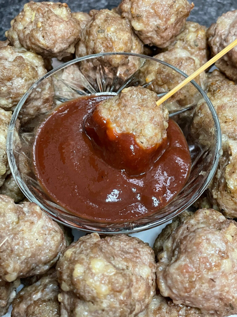 Keto Italian Meatballs with bbq sauce