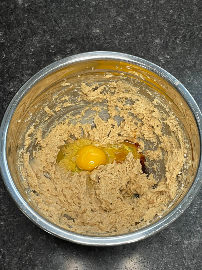 Keto Salted Caramel Cream Cheese Cookies add egg and vanilla extract