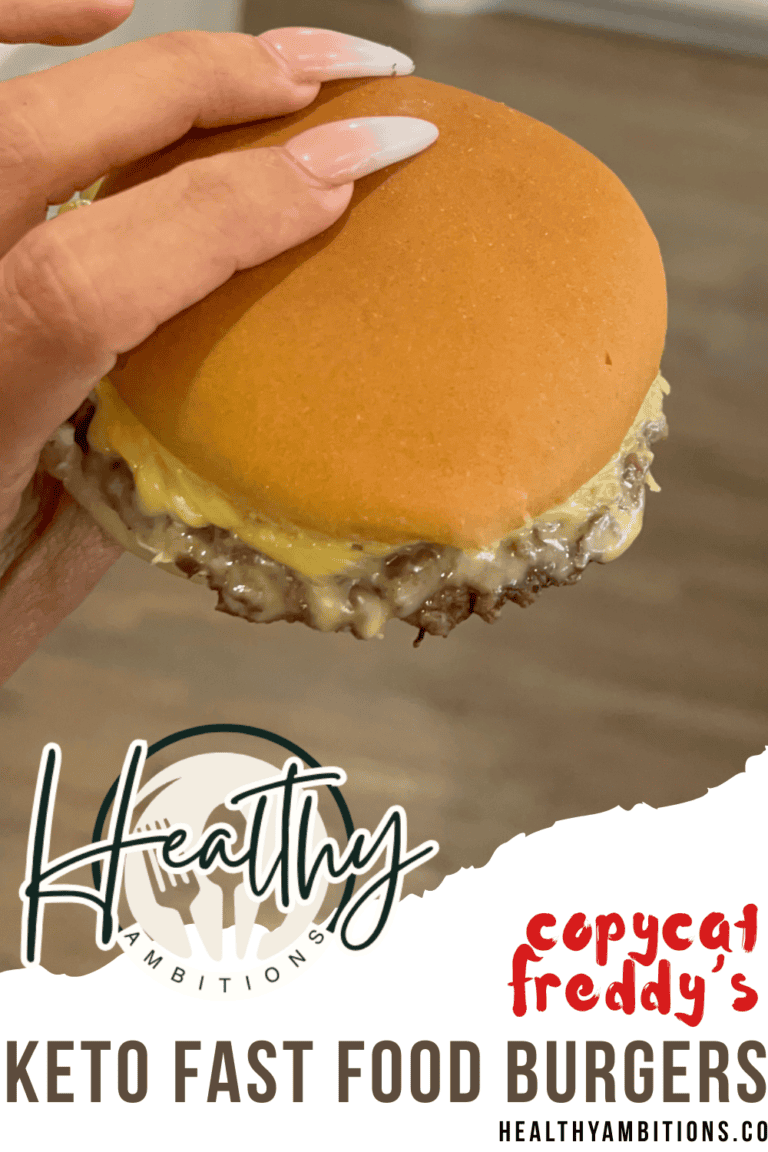 Crispy cheeseburger with keto-friendly ingredients and a soft bun for healthy low-carb eating.