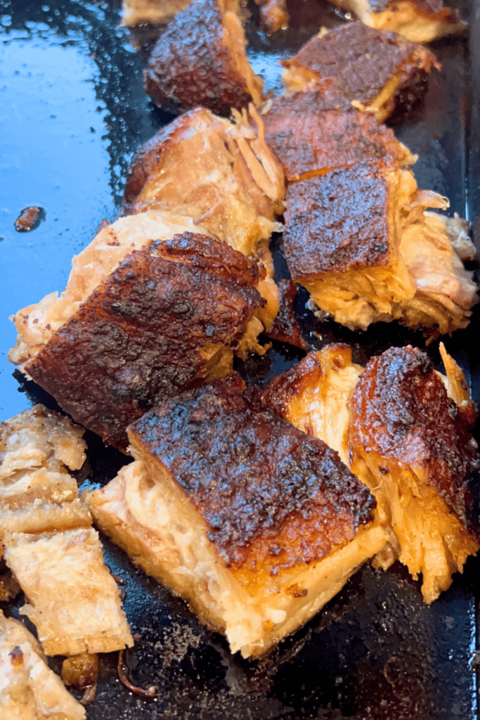 Roasted crispy pork belly with golden-brown skin and tender meat. Perfect for healthy eating and balanced diets.