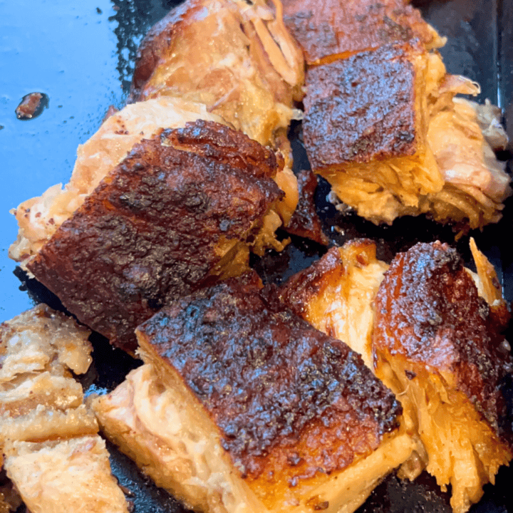 Roasted crispy pork belly with golden-brown skin and tender meat. Perfect for healthy eating and balanced diets.