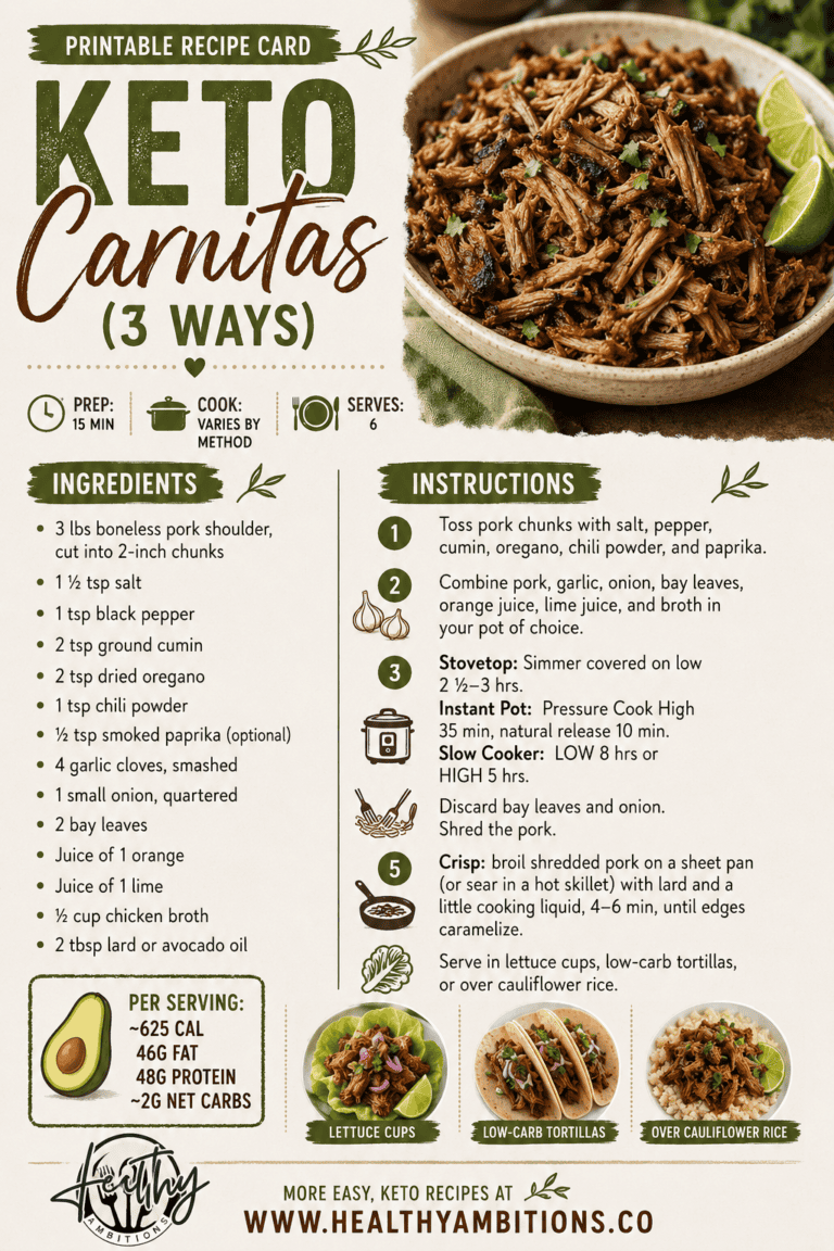 The Best Keto Carnitas (Stovetop, Instant Pot, or Slow Cooker)